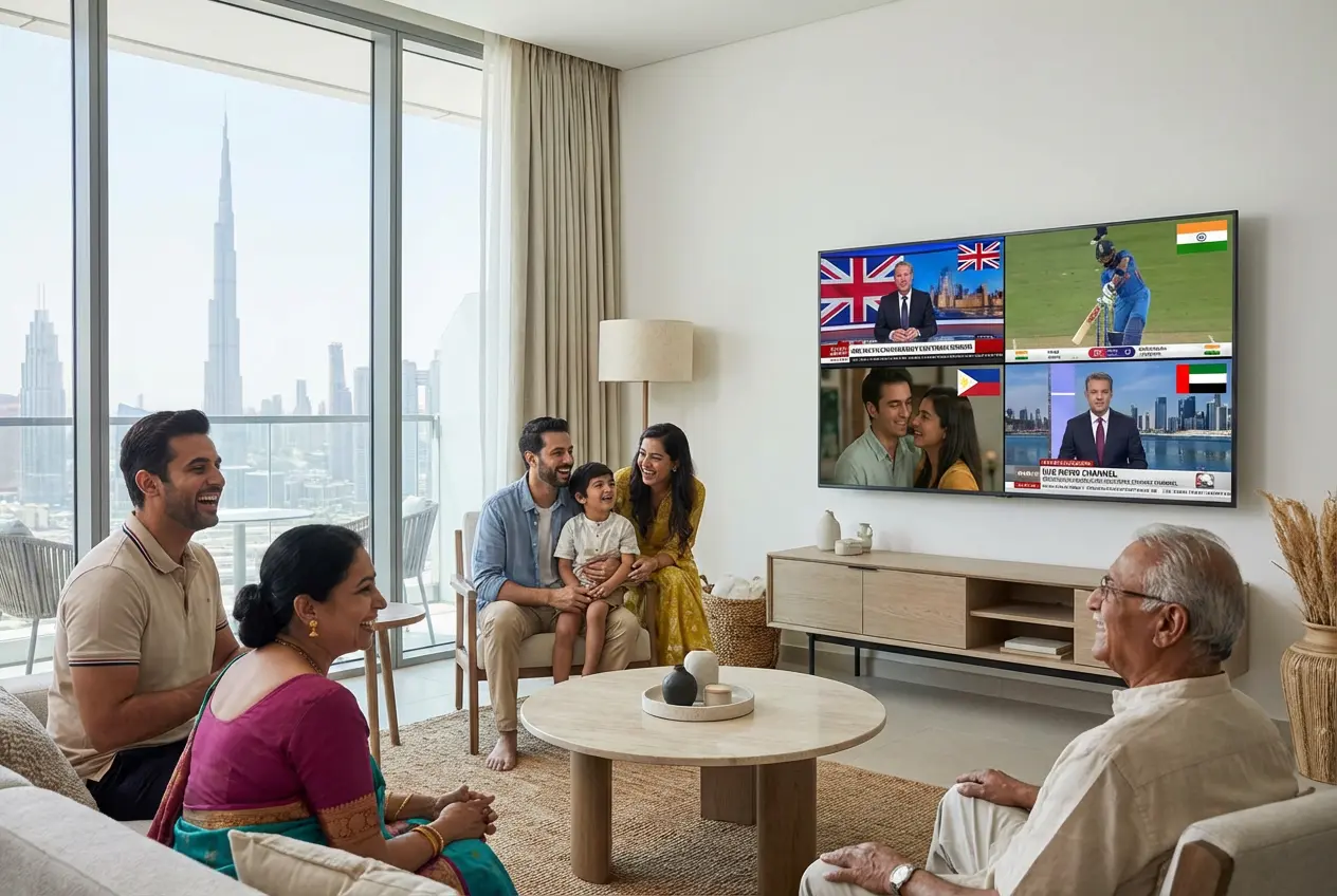 Global IPTV Channels for Expats Living in Dubai IPTV global channels for expats in Dubai including UK, Indian, and Filipino content