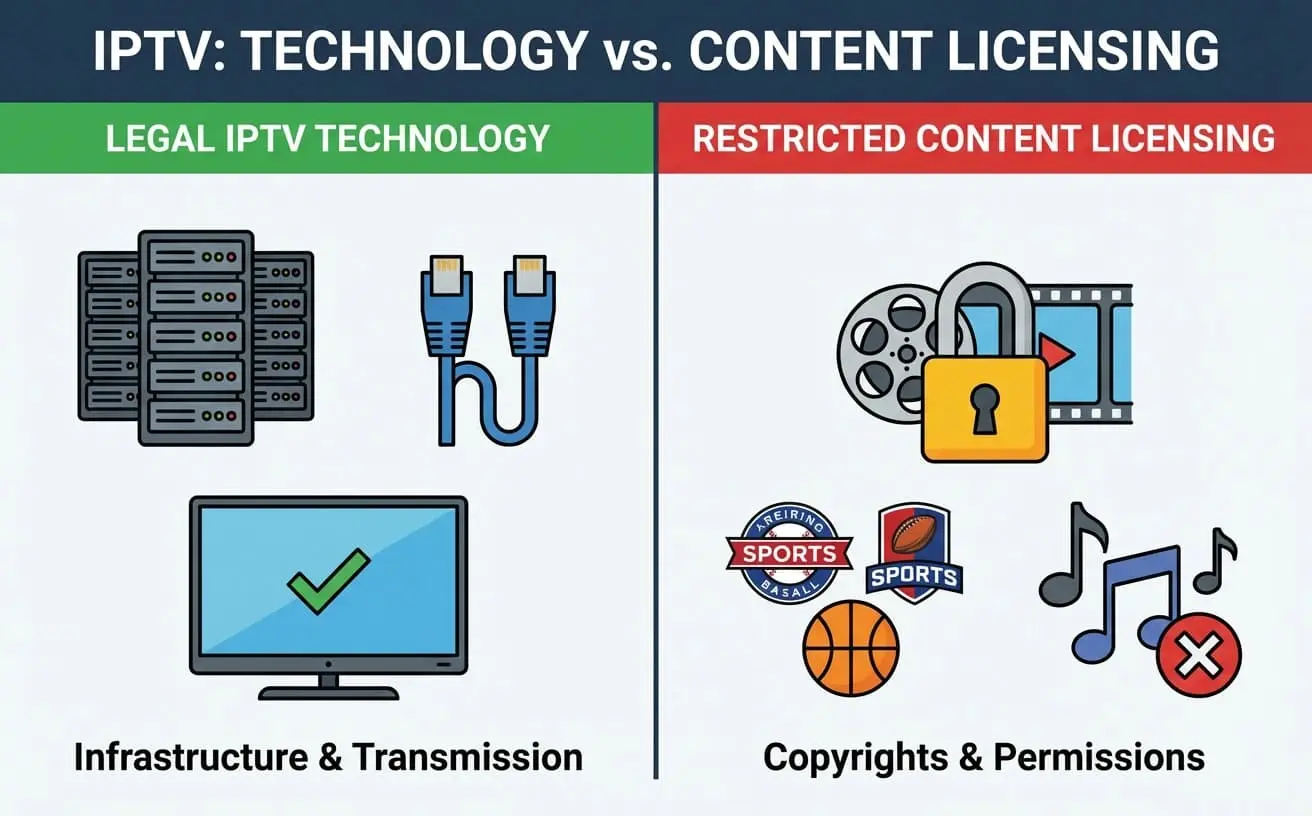Understanding the Difference Between IPTV Technology and Content Legality in the UAE Explaining the distinction between IPTV technology and the legality of IPTV content in the UAE