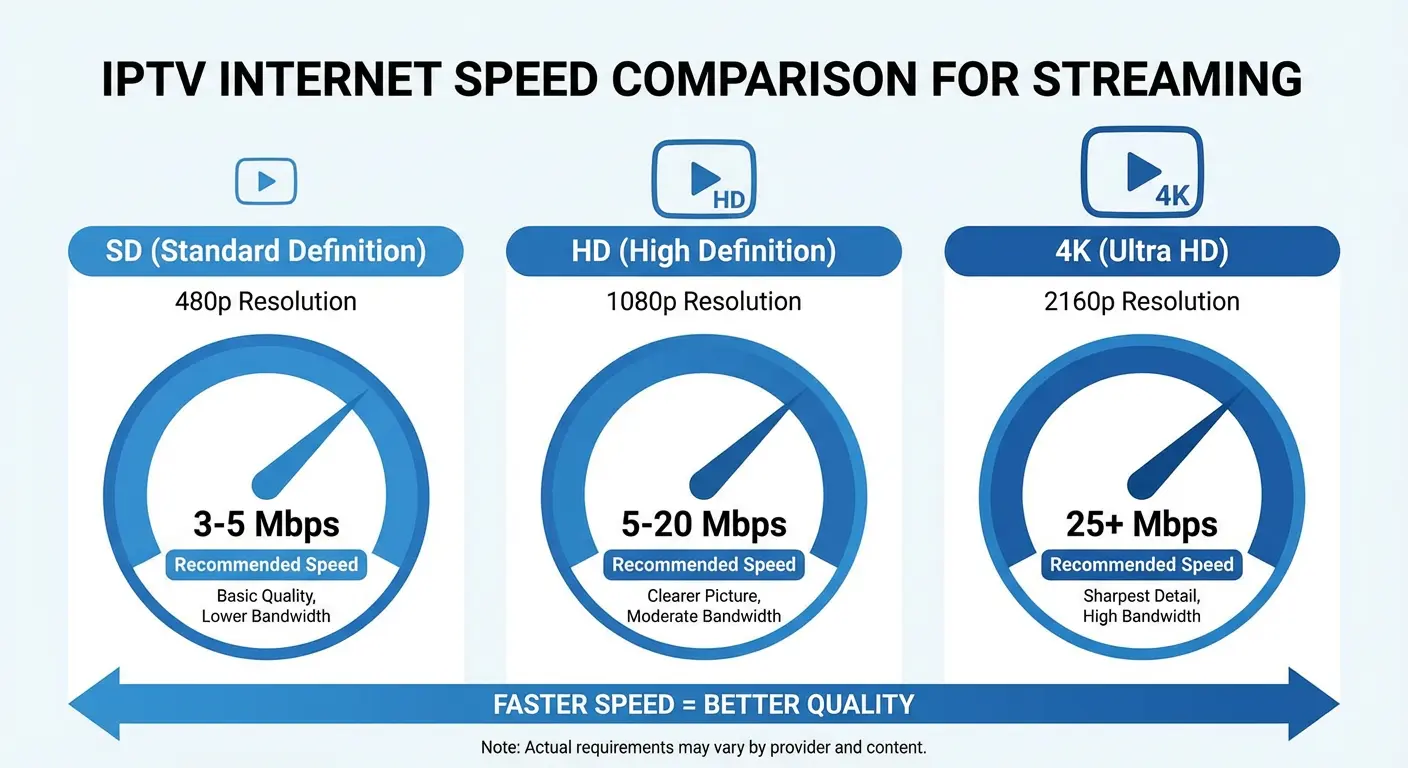 IPTV speed requirements for HD and 4K streaming