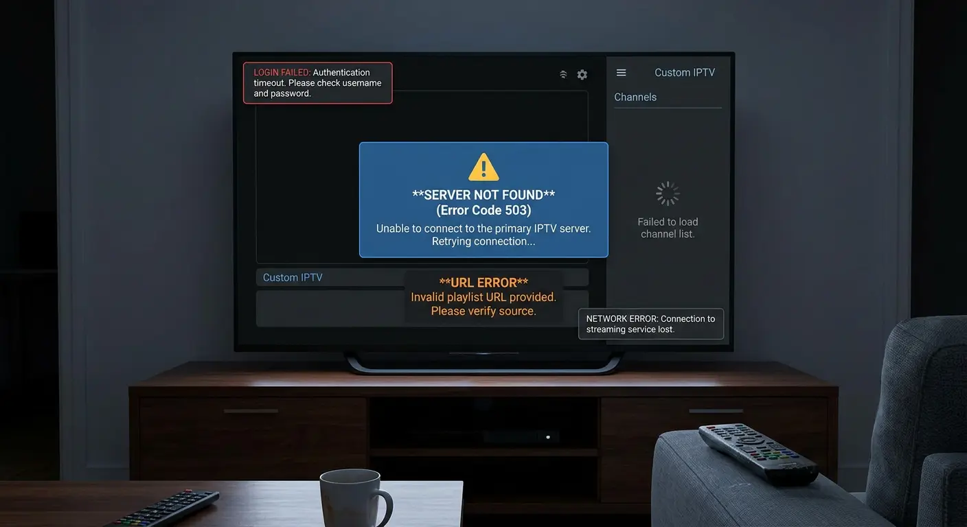 common IPTV login errors username password URL error