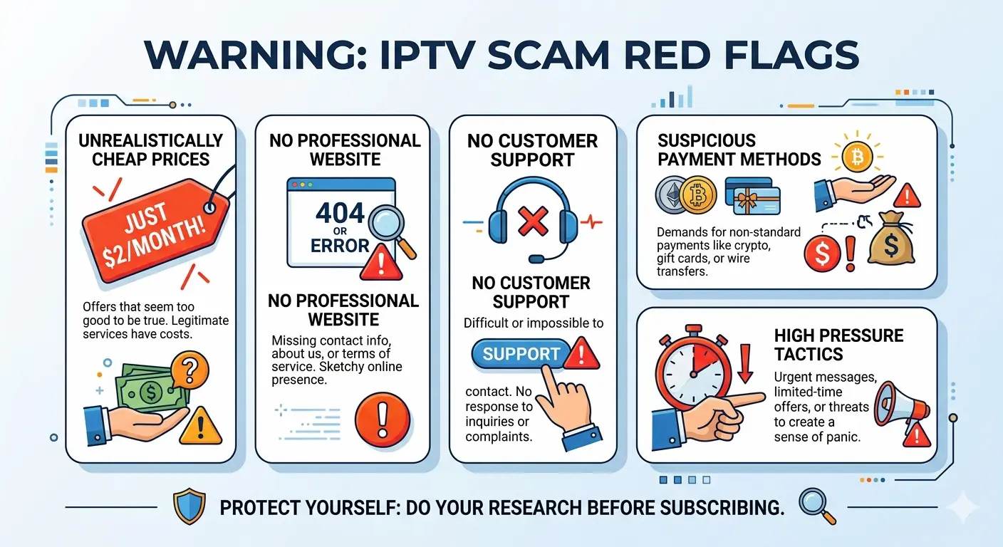 red flags of IPTV scams in Dubai including cheap prices and fake sellers