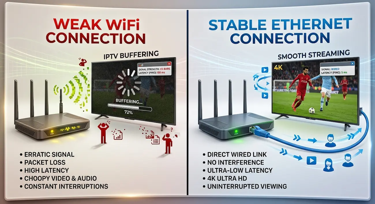 Ethernet vs WiFi for IPTV streaming stability
