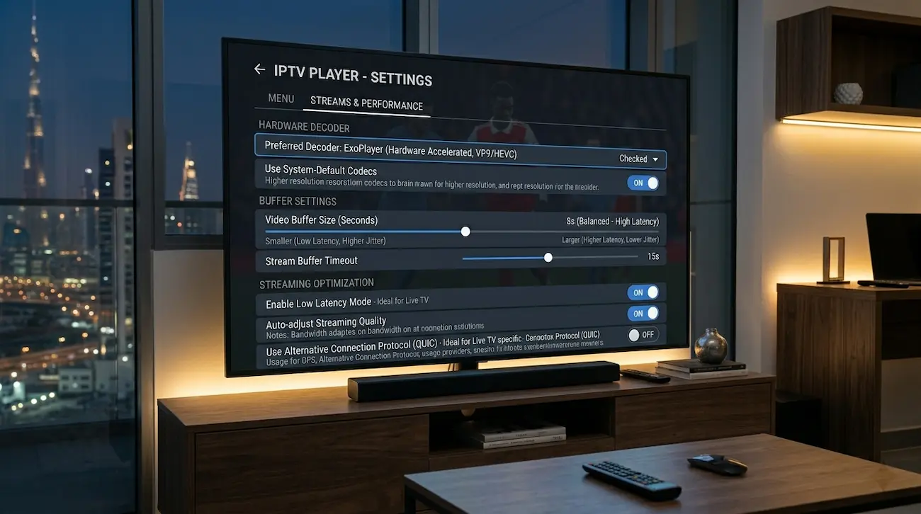 Optimized IPTV player settings for smooth streaming