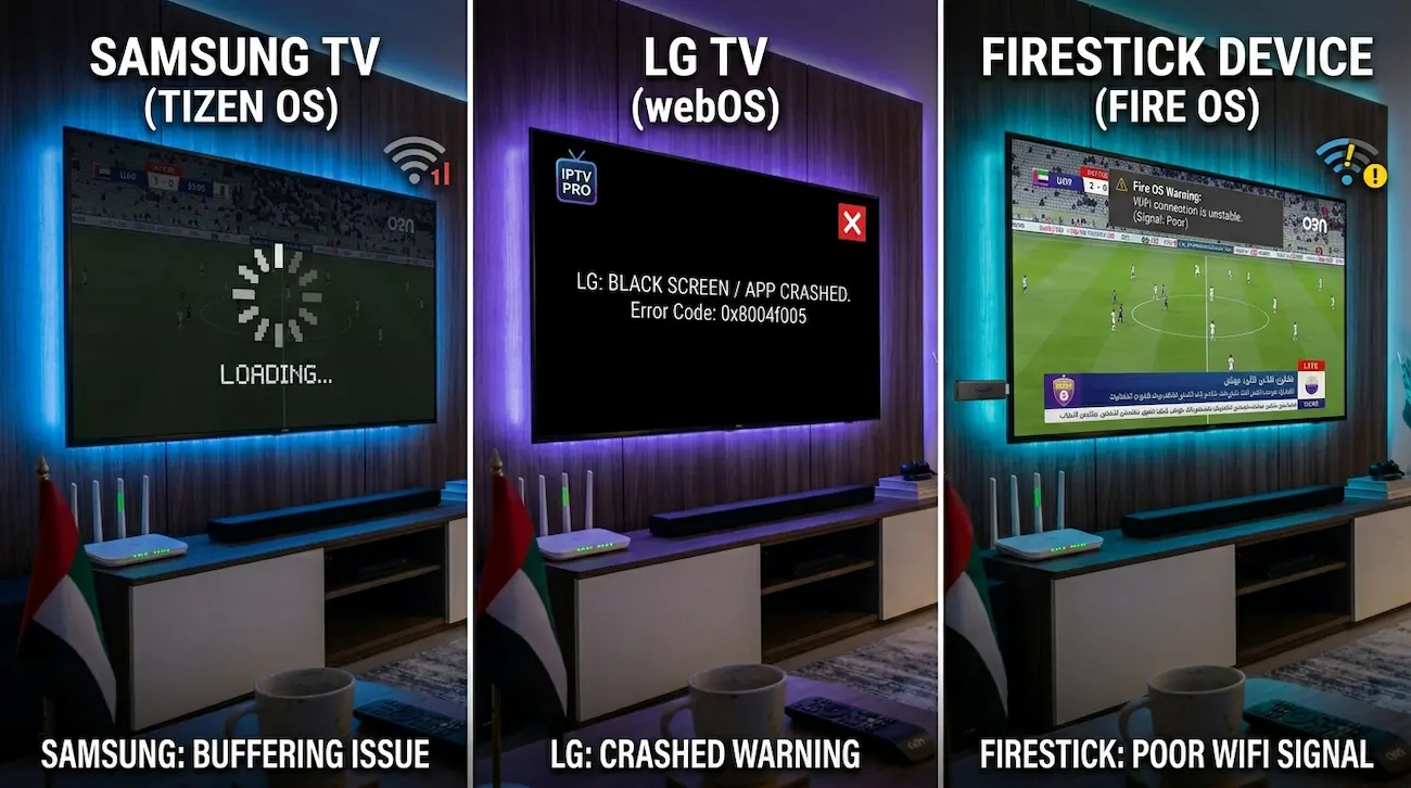 Common IPTV TV problems on Samsung LG and Firestick devices
