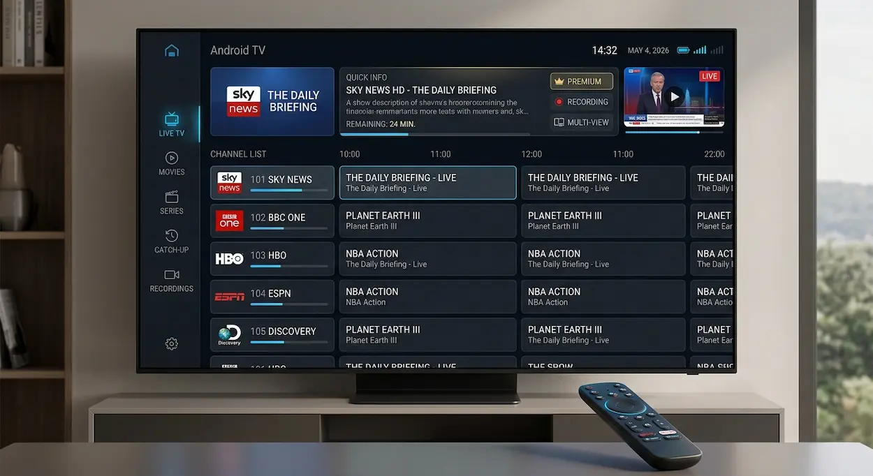 TiviMate IPTV app interface on Android TV